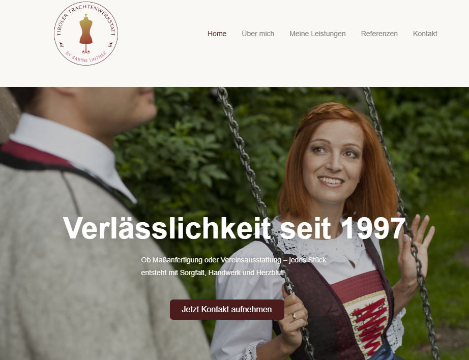 Tirolertrachtenwerkstatt Website Vorschau